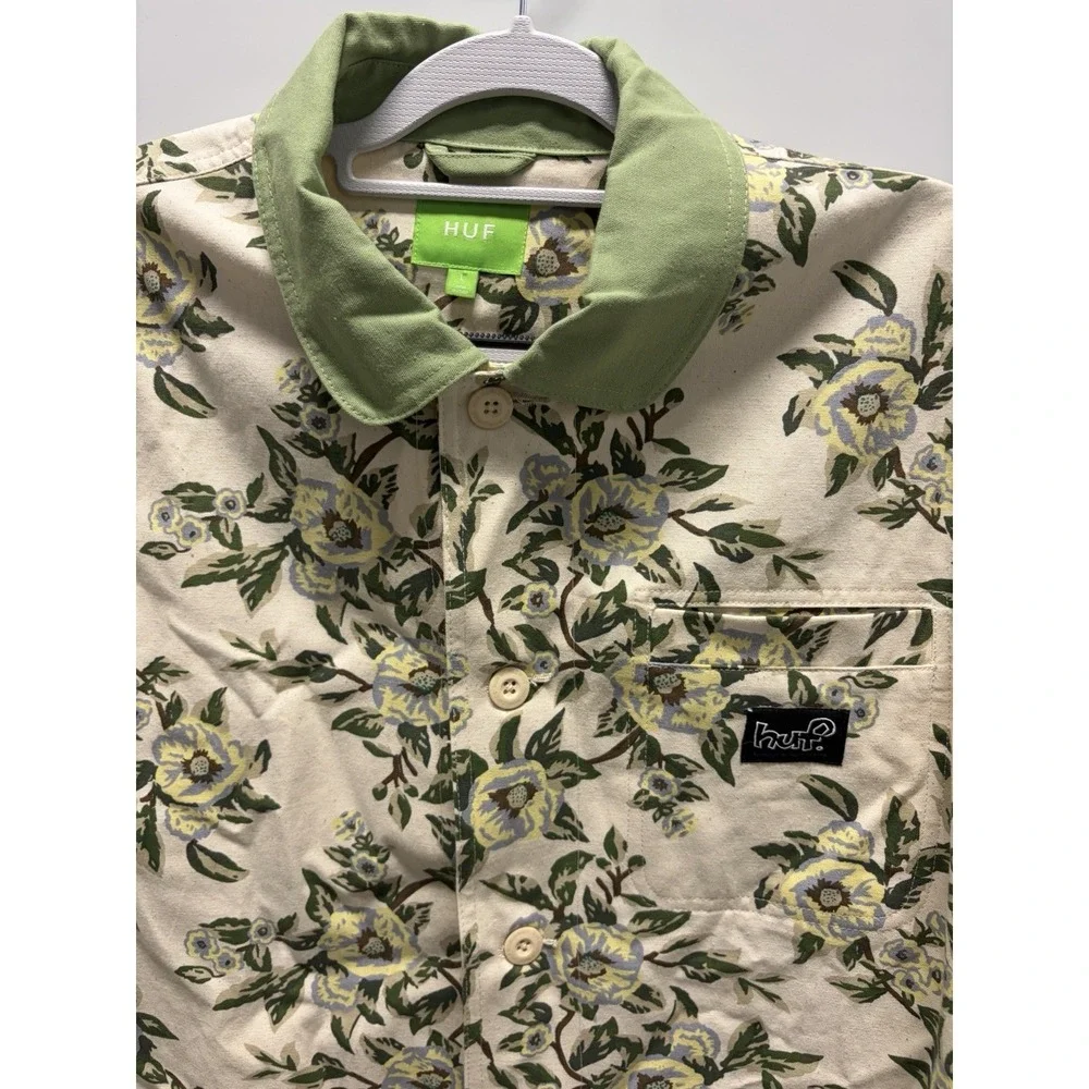 HUF Floral Chore Coat Jacket Size Large Men's  Green - Picture 3 of 6